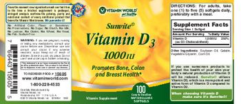 Vitamin World Sunvite Vitamin D3 1000 IU - vitamin supplement