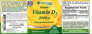 Vitamin World Sunvite Vitamin D3 2000 IU - vitamin supplement