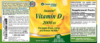 Vitamin World Sunvite Vitamin D3 2000 IU - vitamin supplement