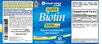 Vitamin World Super Biotin 5000 mcg - supplement