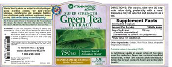 Vitamin World Super Strength Green Tea Extract 750 mg - herbal supplement