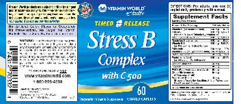 Vitamin World Timed Release Stress B Complex With C 500 - vegetarian vitamin supplement