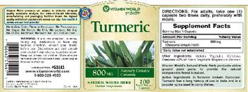Vitamin World Turmeric 800 mg - herbal supplement