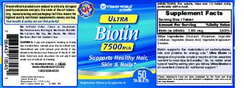 Vitamin World Ultra Biotin 7500 mcg - vegetarian supplement