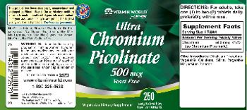 Vitamin World Ultra Chromium Picolinate 500 mcg - vegetarian supplement