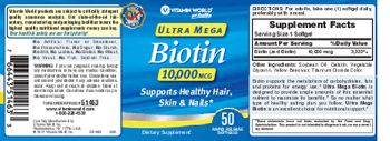 Vitamin World Ultra Mega Biotin 10,000 mcg - supplement