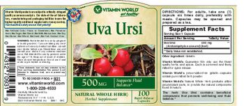 Vitamin World Uva Ursi 500 mg - herbal supplement