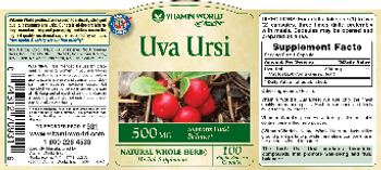Vitamin World Uva Ursi - natural whole herb herbal supplement