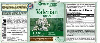 Vitamin World Valerian Root 1000 mg - herbal supplement