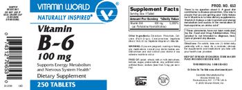 Vitamin World Vitamin B-6 100 mg - supplement