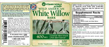 Vitamin World Wild American White Willow Bark - herbal supplement