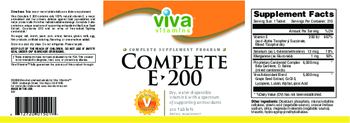 Viva Vitamins Complete E-200 - supplement