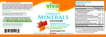 Viva Vitamins Complete Minerals Extra Strength Iron & Copper Free - supplement