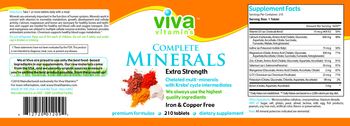 Viva Vitamins Complete Minerals Extra Strength Iron & Copper Free - supplement