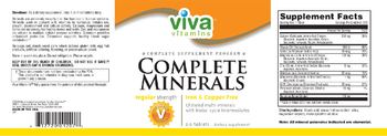 Viva Vitamins Complete Minerals Regular Strength Iron & Copper Free - supplement