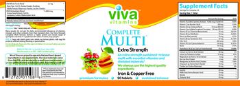 Viva Vitamins Complete Multi Extra Strength Iron & Copper Free - supplement