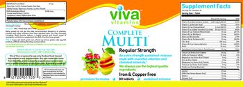 Viva Vitamins Complete Multi Regular Strength Iron & Copper Free - supplement