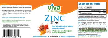 Viva Vitamins Zinc 25 mg - supplement