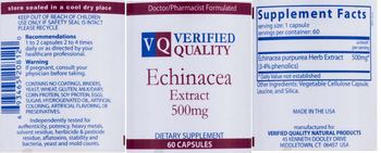 VQ Verified Quality Echinacea Extract 500 mg - supplement