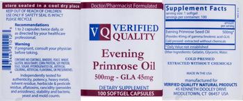 VQ Verified Quality Evening Primrose Oil 500 mg - GLA 45 mg - supplement