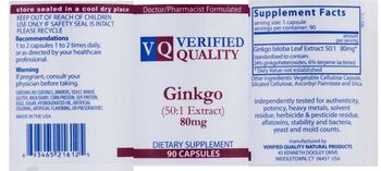 VQ Verified Quality Ginkgo (50:1 Extract) 80 mg - supplement