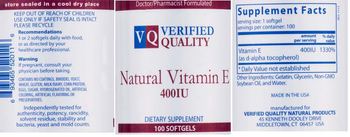 VQ Verified Quality Natural Vitamin E 400 IU - supplement