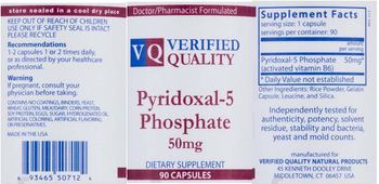 VQ Verified Quality Pyridoxal-5 Phosphate 50 mg - supplement