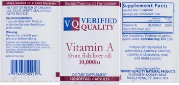 VQ Verified Quality Vitamin A (From Fish Liver Oil) 10,000 IU - supplement