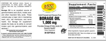 VSN Vital Strength Nutrition Borage Oil 1,000 mg - supplement