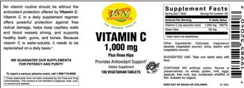 VSN Vital Strength Nutrition Vitamin C 1,000 mg Plus Rose Hips - supplement