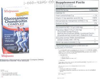 Walgreens Glucosamine Chondroitin Complex Triple Strength - supplement