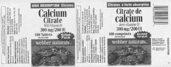 Webber Naturals Calcium Citrate With Vitamin D 300 mg/200 IU - indication mineral supplement