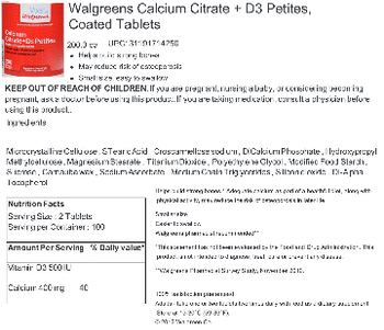 Well At Walgreens Calcium Citrate + D3 Petites - supplement