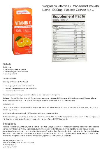 Well At Walgreens Vitamin C Effervescent Powder Blend Orange Flavor - supplement