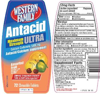 Western Family Antacid Maximum Strength Ultra Assorted Fruit - antacidcalcium supplement