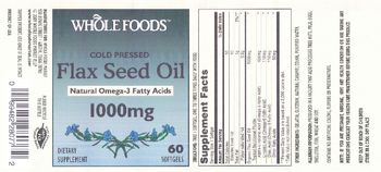Whole Foods Cold Pressed Flax Seed Oil 1000 mg - supplement