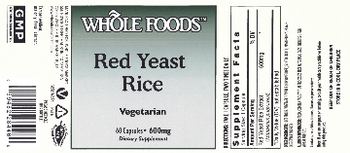Whole Foods Red Yeast Rice 600 mg - supplement