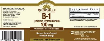 Windmill B-1 (Thiamine Hydrochloride) 100 mg - supplement