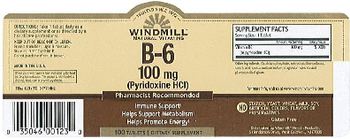 Windmill B-6 100 mg (Pyridoxine HCl) - supplement