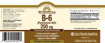 Windmill B-6 (Pyridoxine HCl) 250 mg - supplement