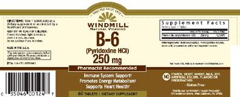 Windmill B-6 (Pyridoxine HCl) 250 mg - supplement