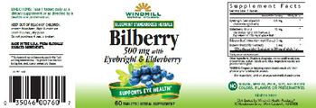 Windmill Bilberry 500 mg with Eyebright & Elderberry - herbal supplement