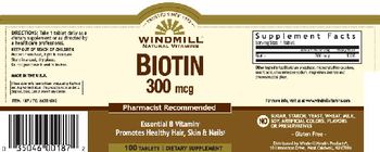 Windmill Biotin 300 mcg - supplement