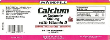 Windmill Calcium as Carbonate 600 mg with Vitamin D - supplement
