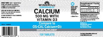 Windmill Comparables Calcium 500 mg with Vitamin D3 - supplement