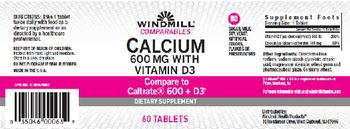 Windmill Comparables Calcium 600 mg with Vitamin D3 - supplement