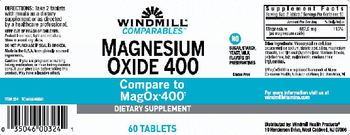 Windmill Comparables Magnesium Oxide 400 - supplement