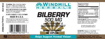 Windmill Herbals Bilberry 500 mg With Eyebright & Elderberry Extract - supplement