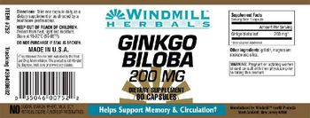 Windmill Herbals Ginkgo Biloba 200 mg - supplement