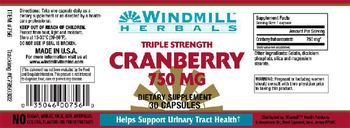 Windmill Herbals Triple Strength Cranberry 750 mg - supplement
